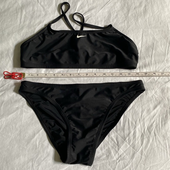 Nike Core Solids Sport 2-Piece size 12 racer back bikini top swimsuit set black - Picture 3 of 13